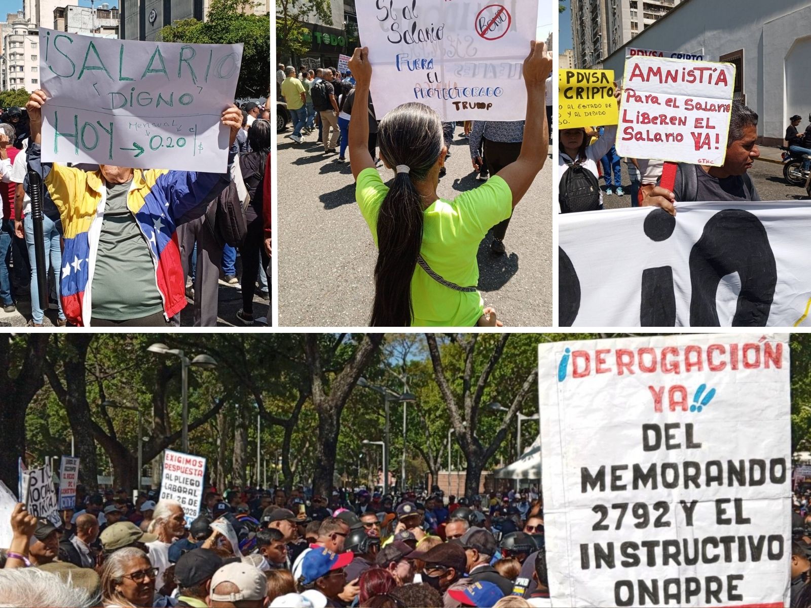 Protesta por salario mínimo avanzó en Caracas pese a restricciones